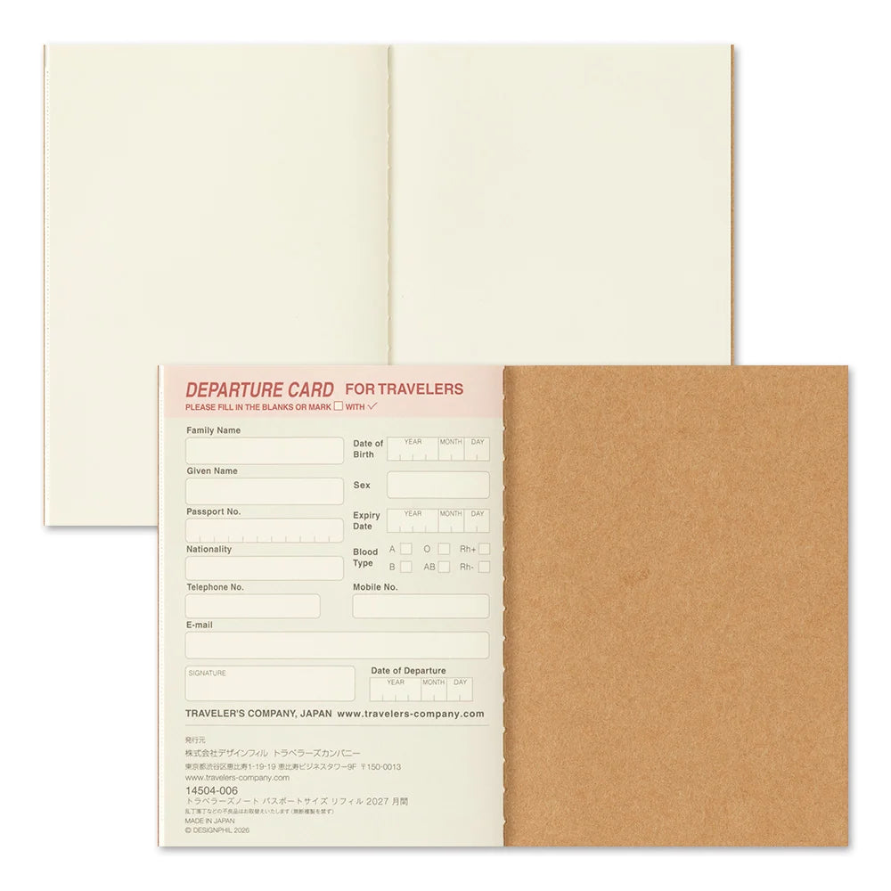 TRAVELER'S notebook - agenda mensuel 2027 (passport size)