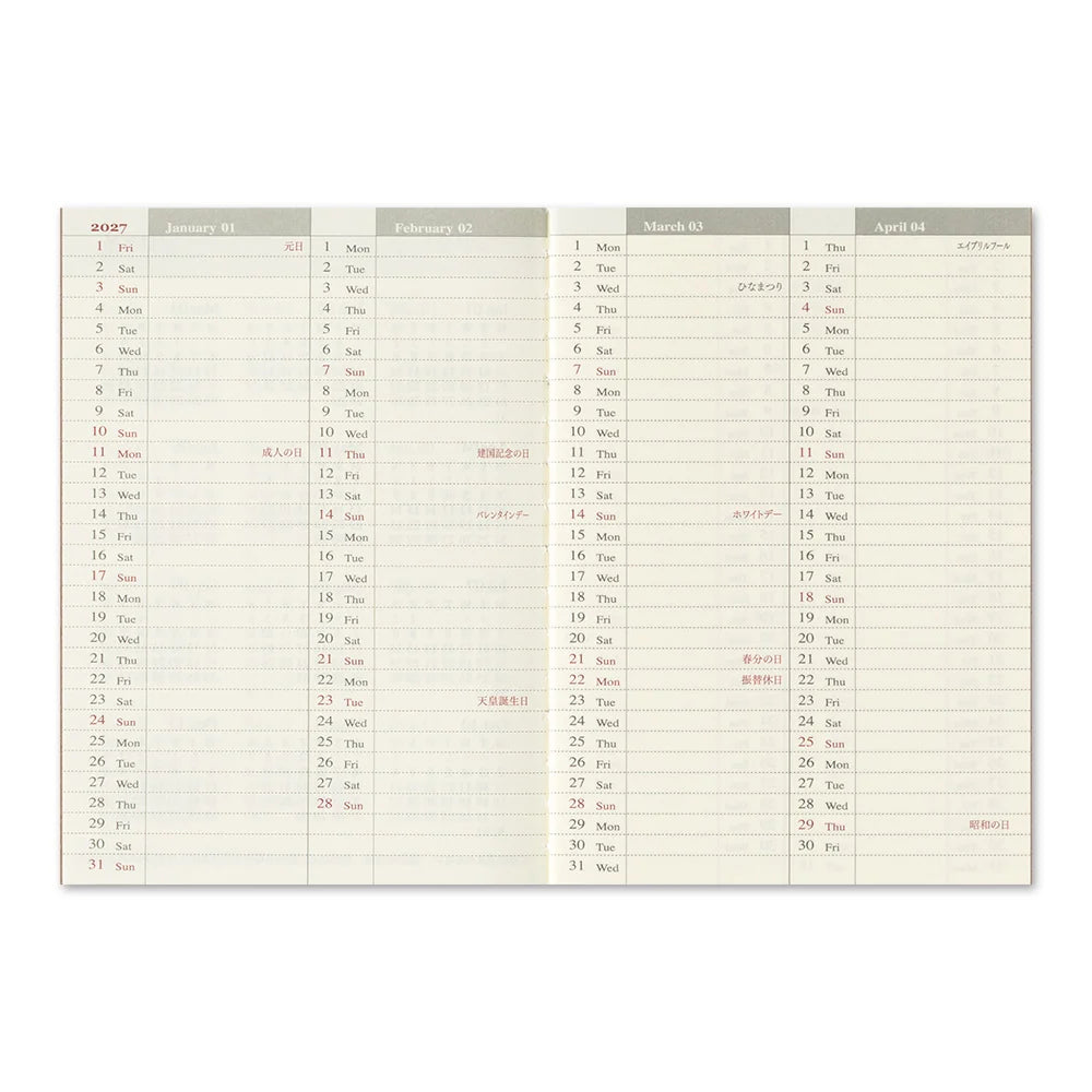 TRAVELER'S notebook - agenda semainier 2027 (passport size)