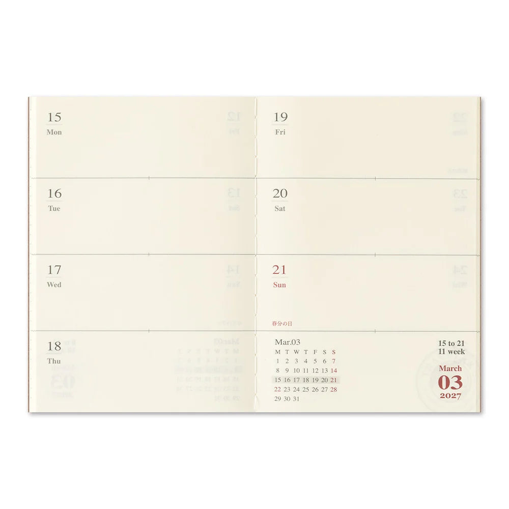 TRAVELER'S notebook - agenda semainier 2027 (passport size)