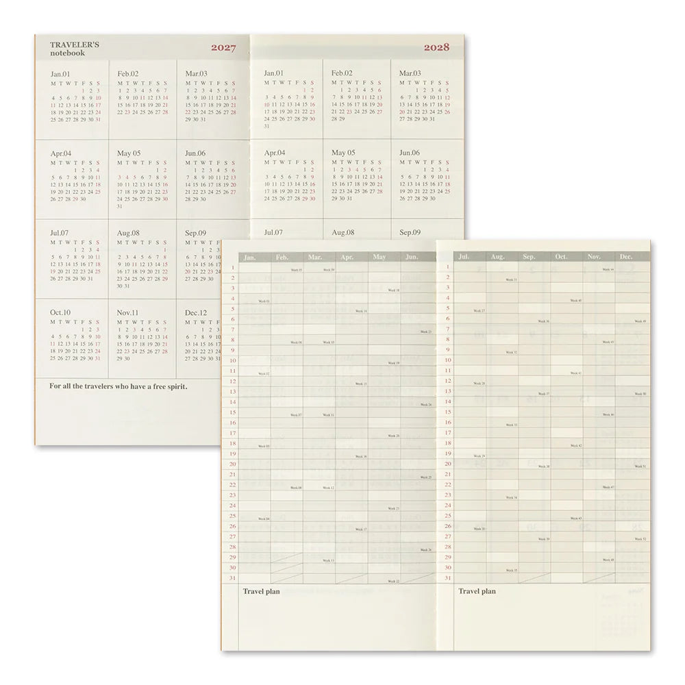 TRAVELER'S notebook - agenda mensuel 2027 (regular size)