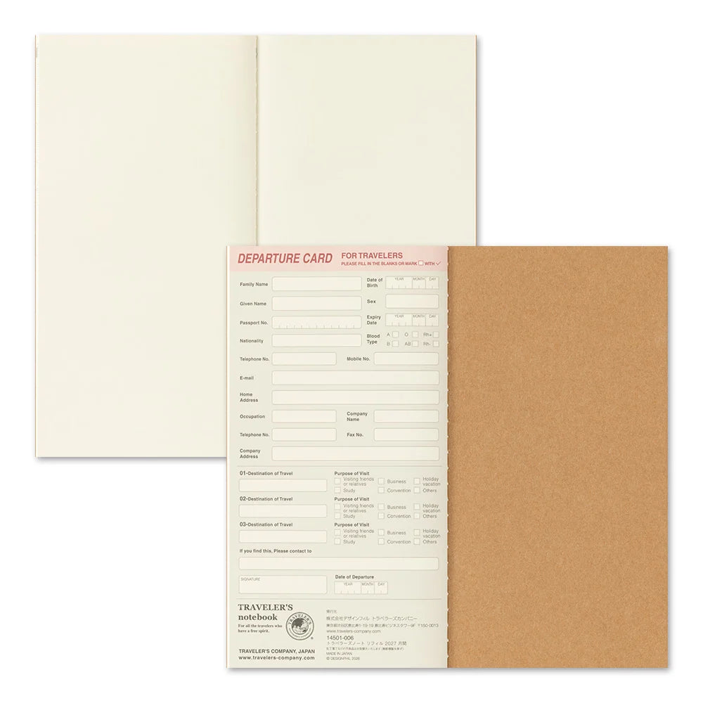 TRAVELER'S notebook - agenda mensuel 2027 (regular size)