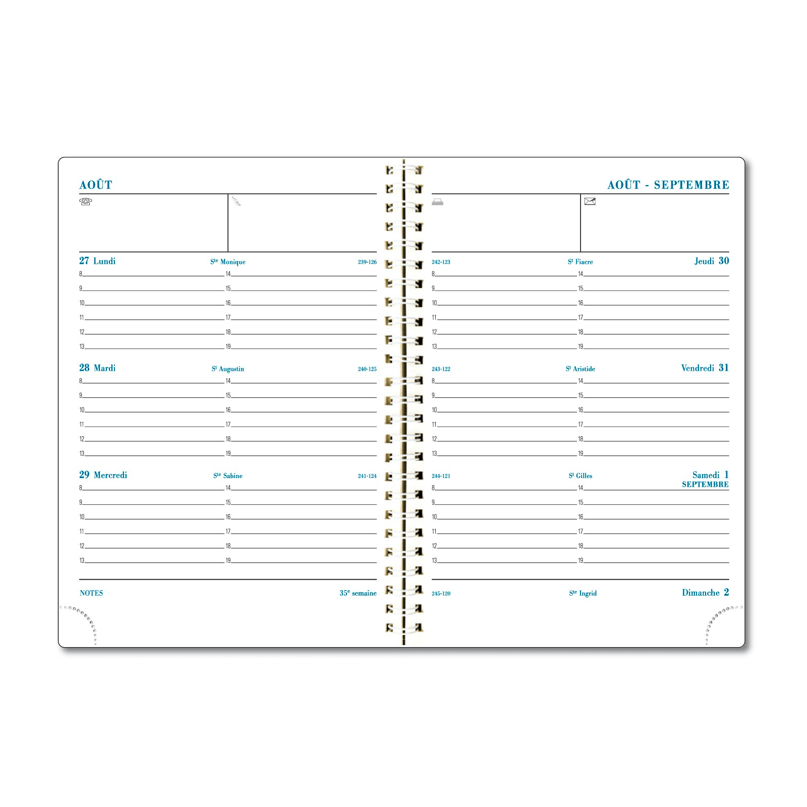 Agenda 2025 - 2026 EXACOMPTA SAD 19S - 14 x 18 cm - 1 semaine sur 2 pages - Orientation horizontale - Linicolor bleu - 3660942002158
