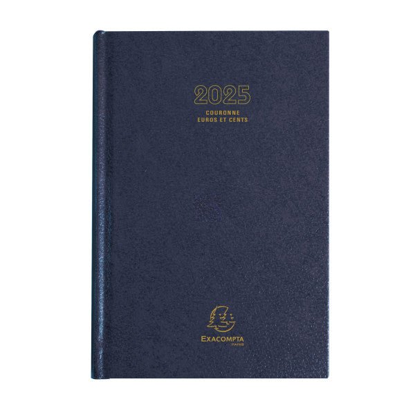 Agenda 2025 EXACOMPTA Couronne Euro et cents - 1 jour par page - 11 x 17 cm - Bleu - 3660942007757