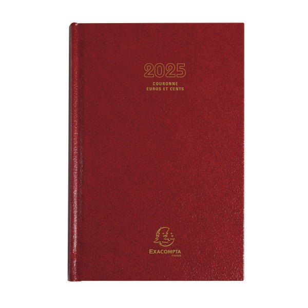 Agenda 2025 EXACOMPTA Couronne Euro et cents - 1 jour par page - 11 x 17 cm - Rouge - 3660942007757