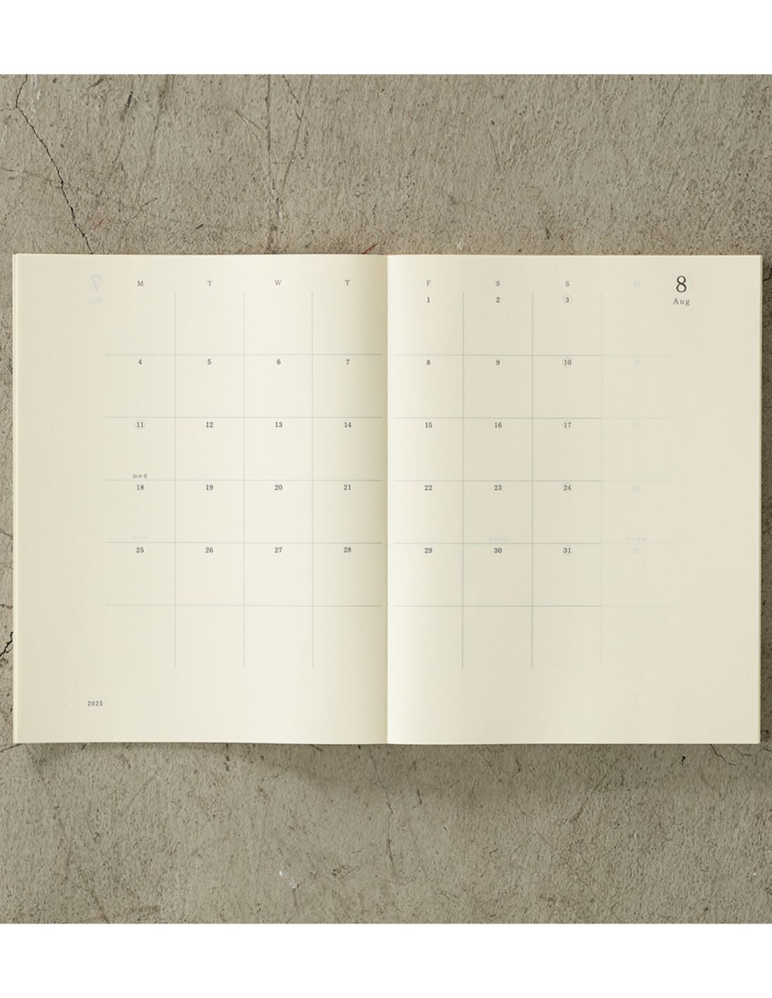Agenda 2025 MIDORI MD PAPER Notebook Thin Diary - Mensuel - A5 - Blanc - 4902805223416