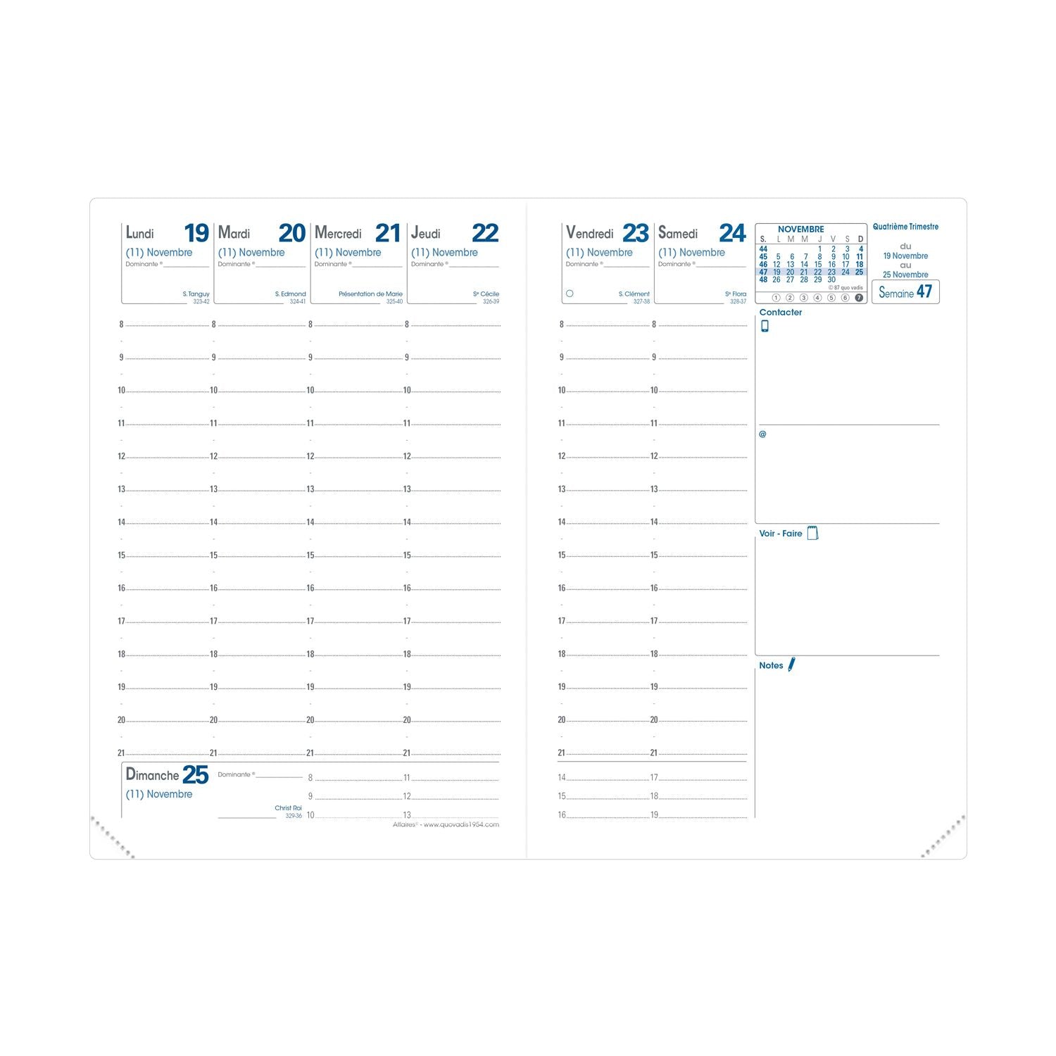 Agenda 2025 QUO VADIS Affaires Impala - 1 semaine sur 2 pages - 10 x 15 cm - Bleu océan - 3371010480920