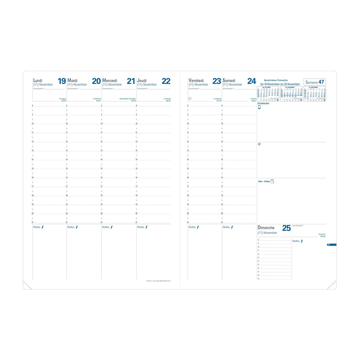 Agenda 2025 QUO VADIS Consul Impala - 1 semaine sur 2 pages - 21 x 29.7 cm - Bleu océan - 3371010482313