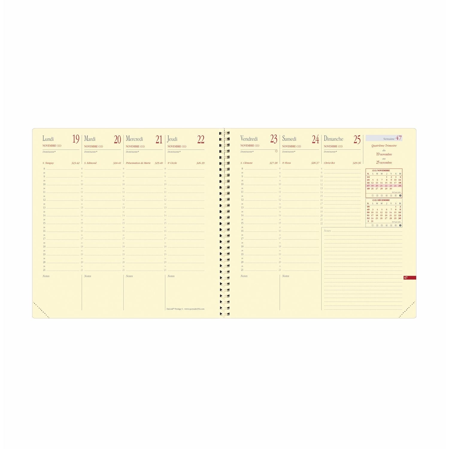 Agenda 2025 QUO VADIS Exécutif Prestige S Impala - 1 semaine sur 2 pages - 16 x 16 cm - Bleu prusse - 3371010481385
