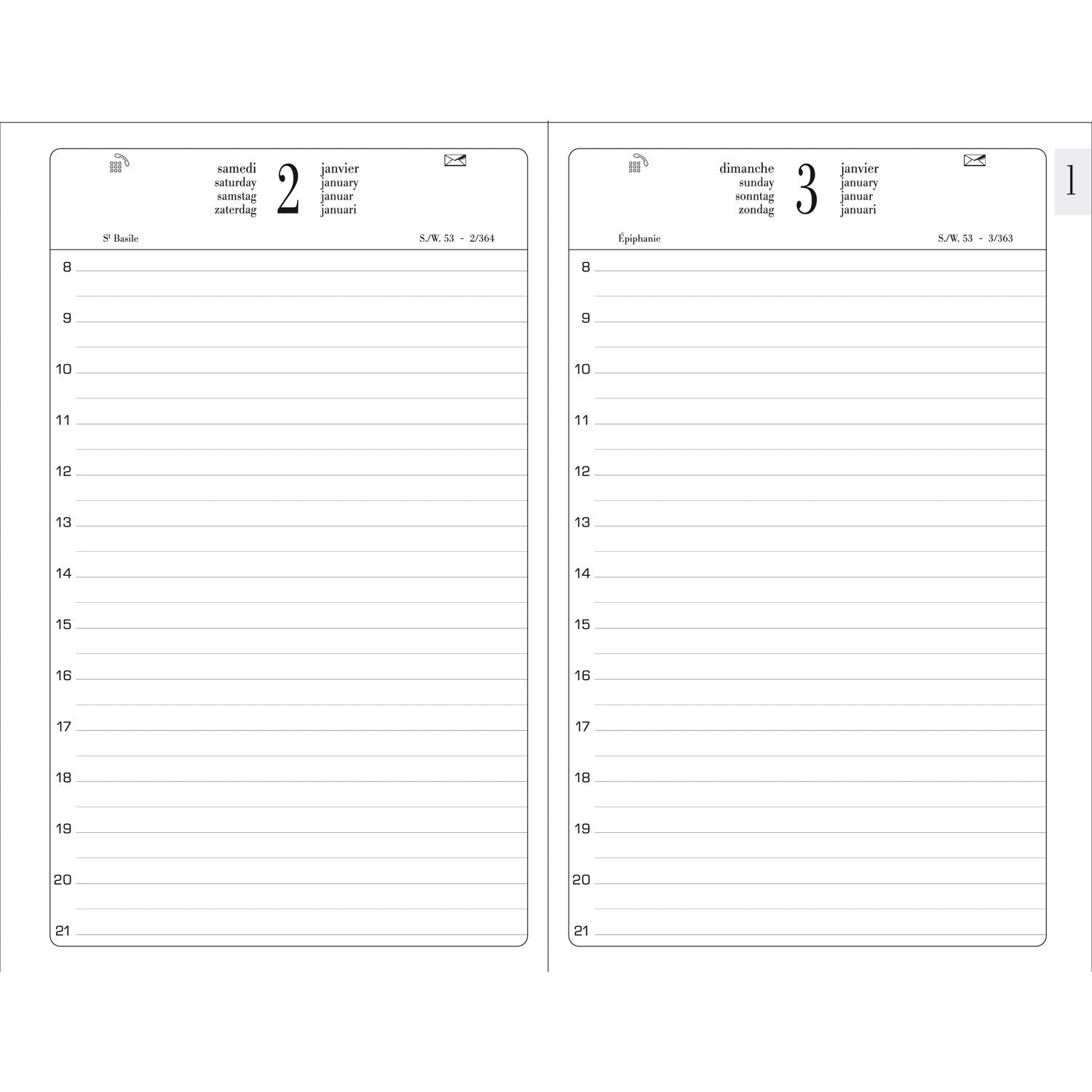 Agenda 2025 QUO VADIS Travers Korex - 1 jour par page - 13 x 21 cm - Bleu - 3371010486205