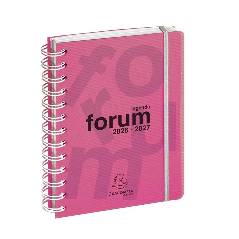 Agenda 2026 - 2027 EXACOMPTA Forum - 12 x 17 cm - 1 jour par page - Orientation horizontale - Linicolor rose - 3660942000130
