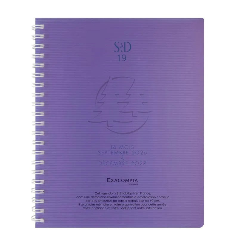 Agenda 2026 - 2027 EXACOMPTA SAD 19S - 14 x 18 cm - 1 semaine sur 2 pages - Orientation horizontale - Linicolor violet - 3660942002158