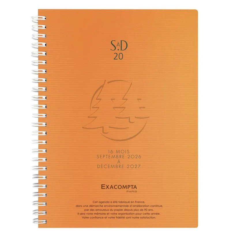 Agenda 2026 - 2027 EXACOMPTA SAD 20S - 15 x 21 cm - 1 semaine sur 2 pages - Orientation verticale - Linicolor orange - 3660942002219