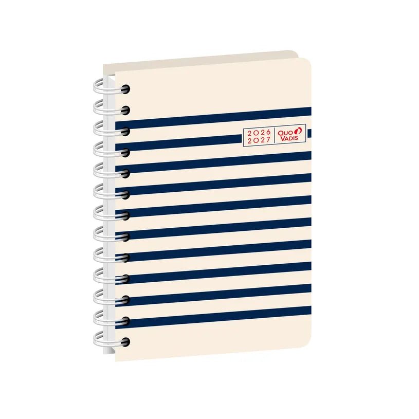 Agenda 2026 - 2027 QUO VADIS Eurotextagenda ML - 12 x 17 cm - 1 jour par page - Orientation horizontale - Egeo marinière - 3371010545926
