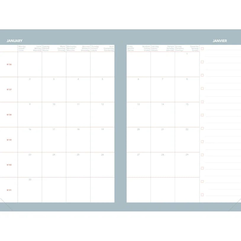 Agenda 2026 - 2027 QUO VADIS Ministre Septembre Color - 16 x 24 cm - 1 semaine sur 2 pages - Orientation verticale - Pastel pêche - 3371010543915