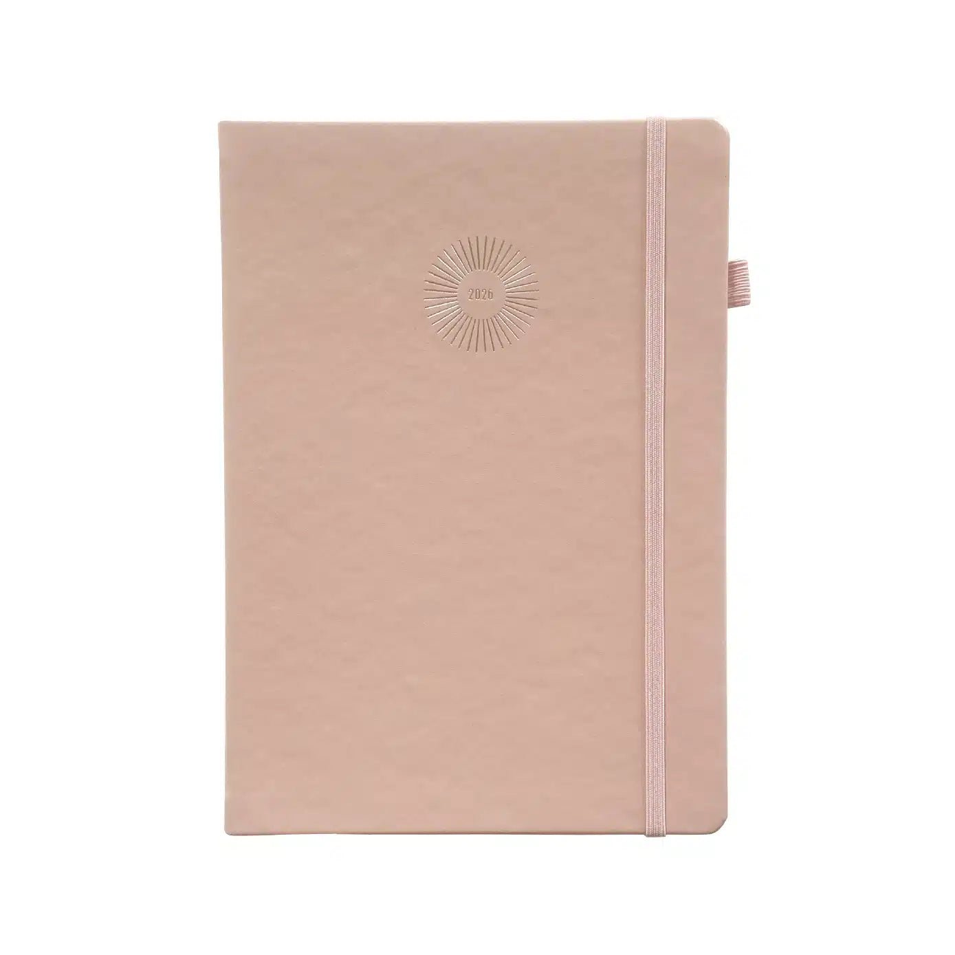 Agenda 2026 ÉPOPÉE Clémence - A5 - 1 semaine sur 2 pages - Orientation verticale - Rose poudre - 
