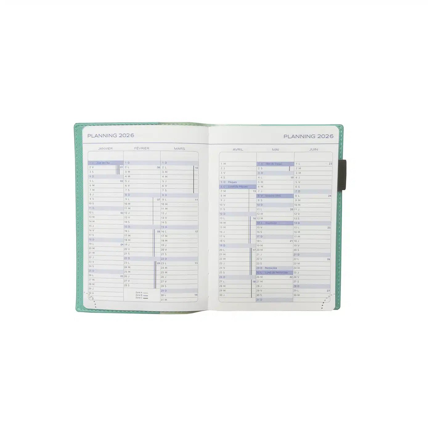 Agenda 2026 ÉPOPÉE Patience - A6 - 1 semaine + notes - Orientation horizontale - Vert menthe - 3760281971037