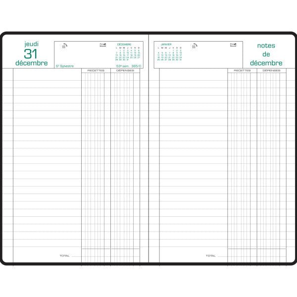 Agenda 2026 EXACOMPTA Carré Euros et cents - 13,5 x 21 cm - 1 jour par page - Orientation horizontale - Bleu - 3660942007542