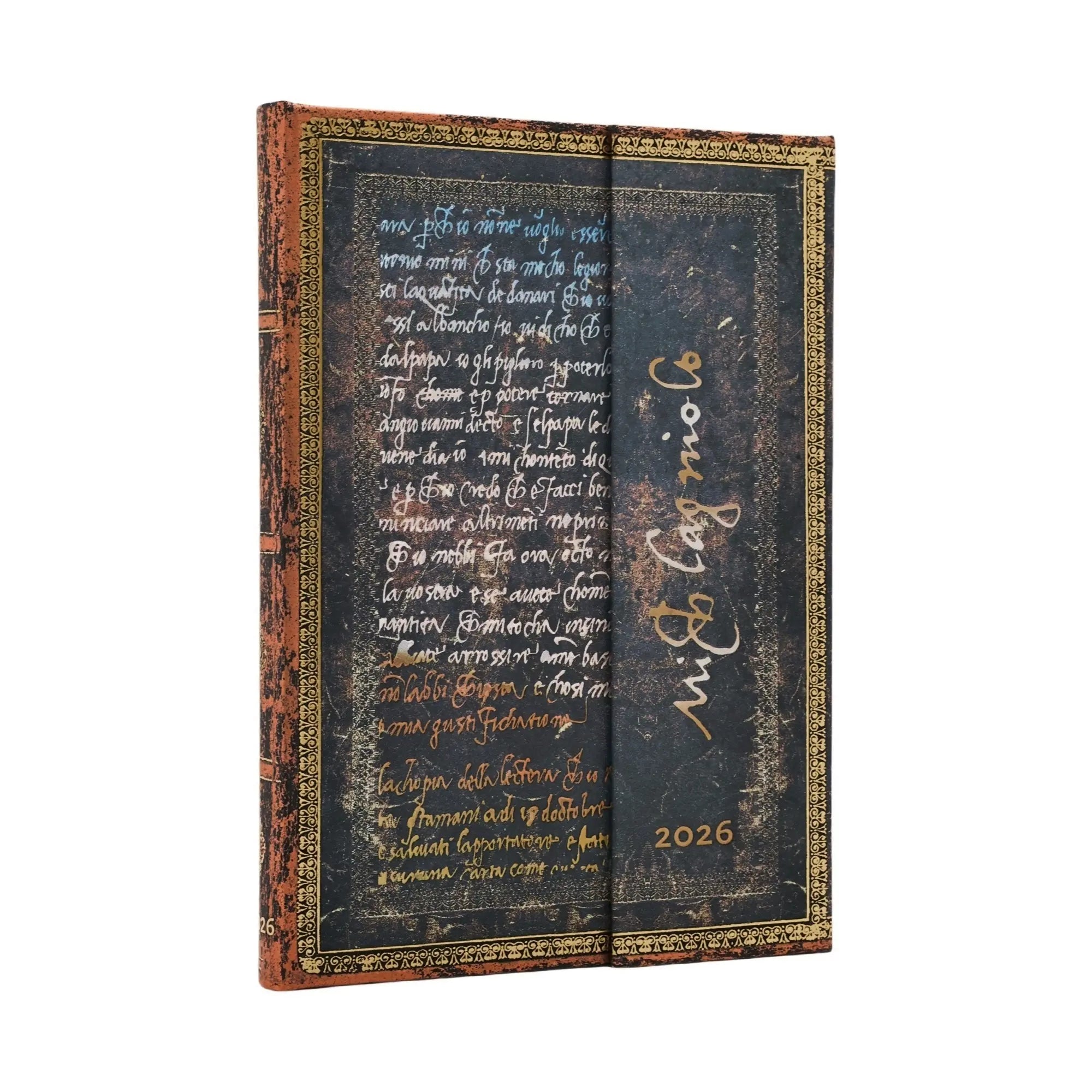 Agenda 2026 PAPERBLANKS Michel - Ange, Manuscrit - 1 semaine sur 2 pages - Midi - Hardcover - Vertical - 160p - 9780349709246