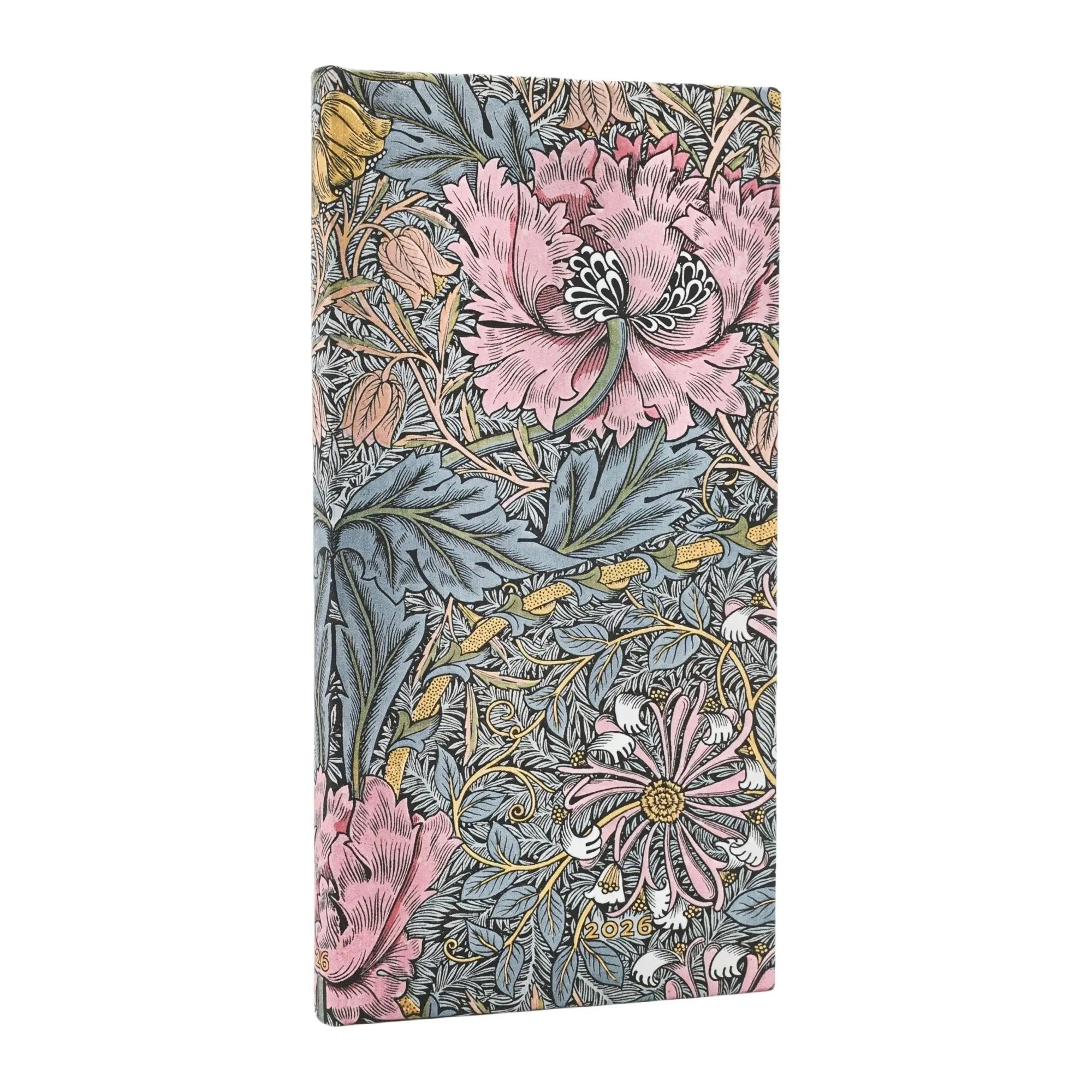 Agenda 2026 PAPERBLANKS Morris Chèvrefeuille Rose - 1 semaine sur 2 pages - Slim - Hardcover - Horizontal - 160p - 9780349709048