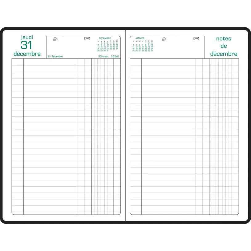 Agenda 2027 EXACOMPTA Carré Euros et cents - 13,5 x 21 cm - 1 jour par page - Orientation horizontale - Bleu - 3660942007542