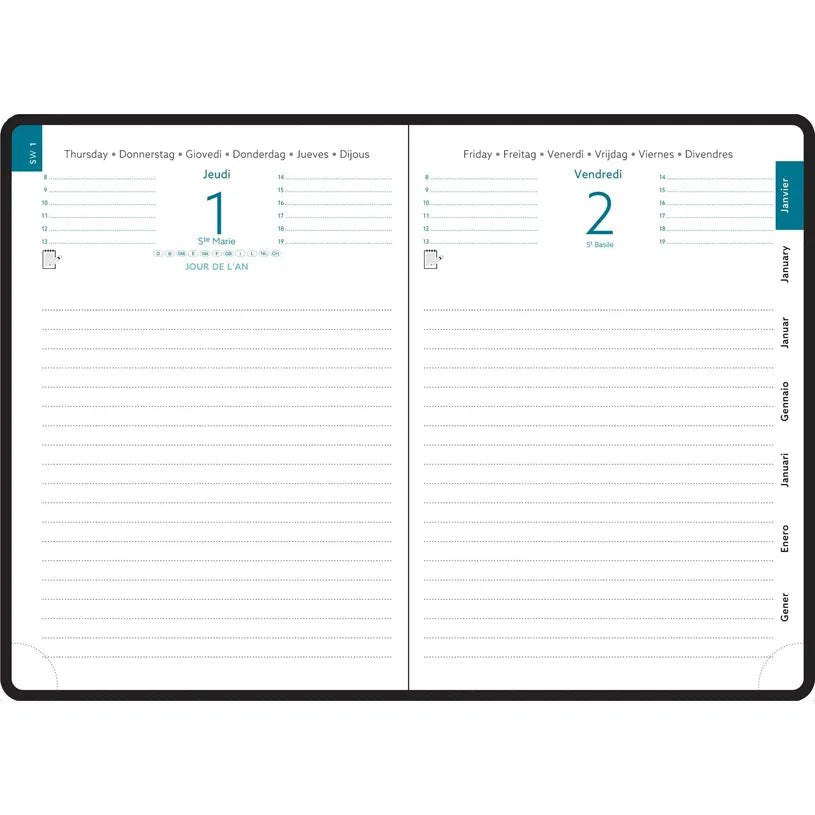Agenda 2027 EXACOMPTA EasyDay 17 - 12 x 17 cm - 1 jour par page - Orientation horizontale - Barbara bleu - 3660942002783