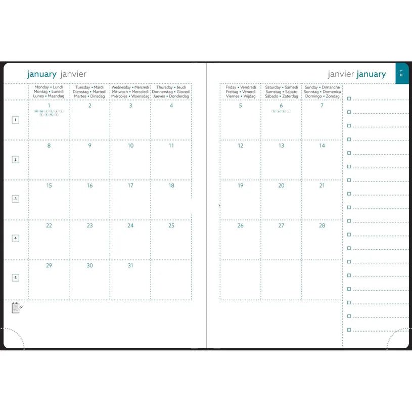 Agenda 2027 EXACOMPTA EasySlim 21 - 15 x 21 cm - Mensuel - Orientation horizontale - Ondine bleu eucalyptus - 3660942091374
