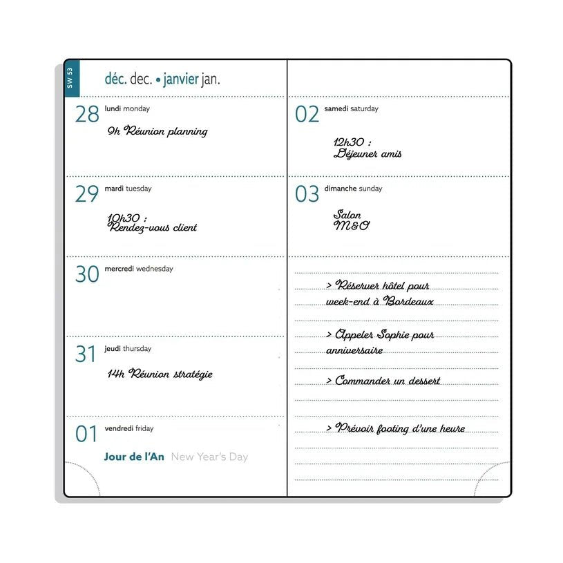 Agenda 2027 EXACOMPTA EasyTime 17 - 9 x 17,5 cm - 1 semaine + notes - Orientation horizontale - Lily bleu - 3660942091145