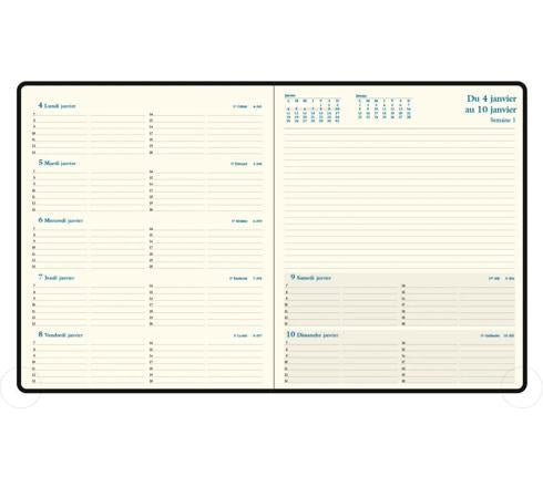 Agenda 2027 EXACOMPTA Espace 22 - 18,5 x 22,5 cm - 1 semaine + notes - Orientation horizontale - Barbara noir - 3660942004527