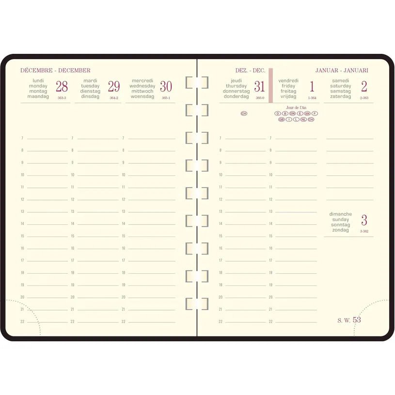 Agenda 2027 EXACOMPTA Eurotime 13S - 9 x 13 cm - 1 semaine sur 2 pages - Orientation verticale - Swan orange - 3660942033619