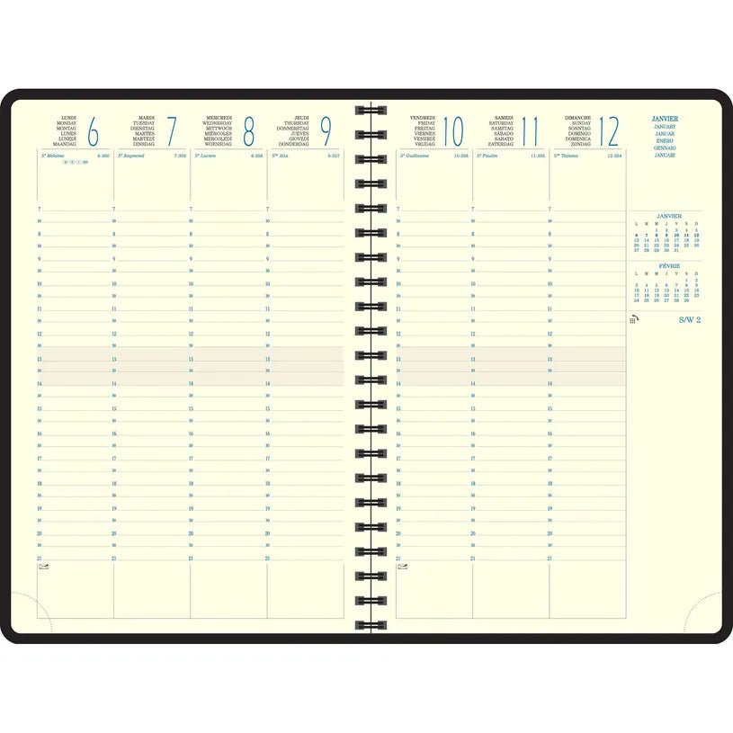 Agenda 2027 EXACOMPTA Eurotime 24S - 16 x 24 cm - 1 semaine sur 2 pages - Orientation verticale - Duo Kaa noir - 3660942058469