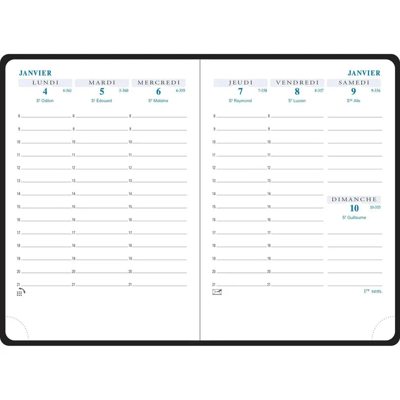 Agenda 2027 EXACOMPTA Horizons 13 - 9 x 13 cm - 1 semaine sur 2 pages - Orientation verticale - Winner noir - 3660942016650