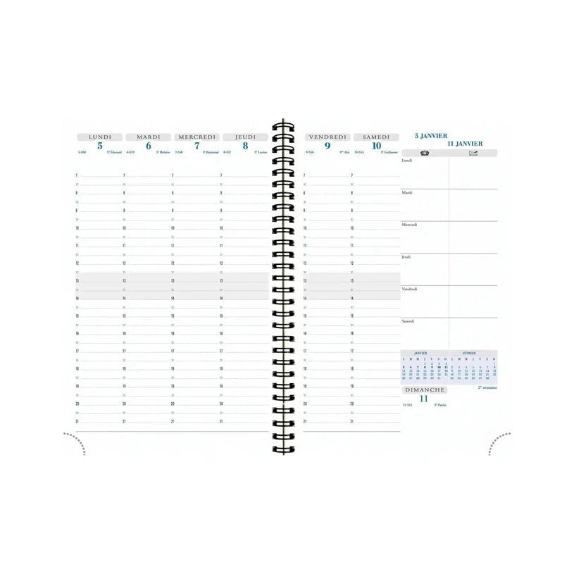 Agenda 2027 EXACOMPTA Horizons 20S - 15 x 21 cm - 1 semaine sur 2 pages - Orientation verticale - Swan noir - 3660942124386