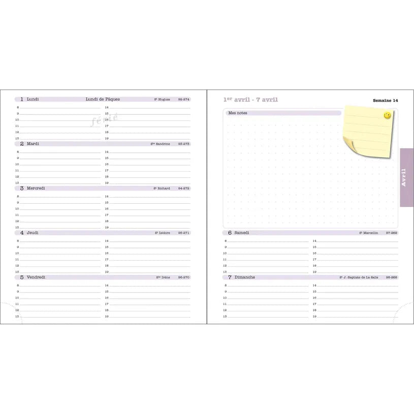 Agenda 2027 EXACOMPTA Lady 18 - 15 x 17 cm - 1 semaine + notes - Orientation horizontale - Eden lilas - 3660942091220