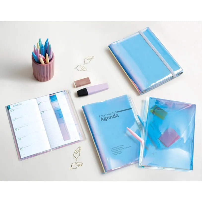 Agenda 2027 EXACOMPTA Lady 20S - 15 x 21 cm - 1 semaine + notes - Orientation horizontale - Iris iridescent - 3660942092142