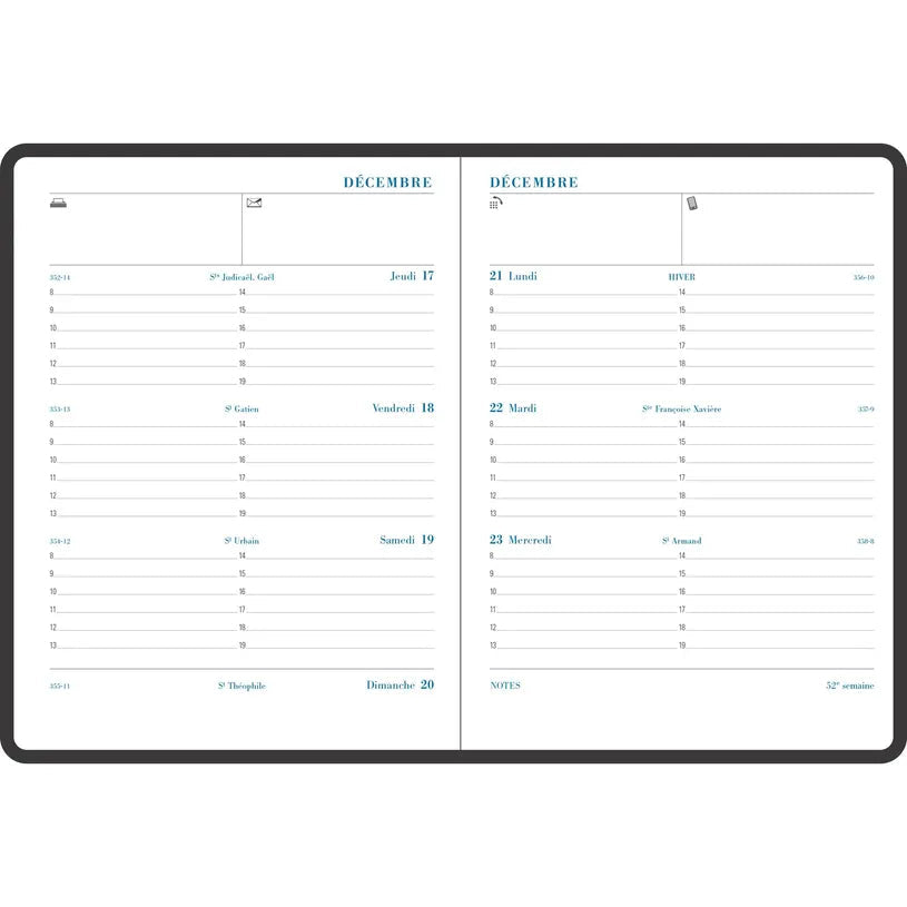 Agenda 2027 EXACOMPTA Semainier Pratic 19 - 14 x 18 cm - 1 semaine sur 2 pages - Orientation horizontale - Volga moutarde - 3660942065580