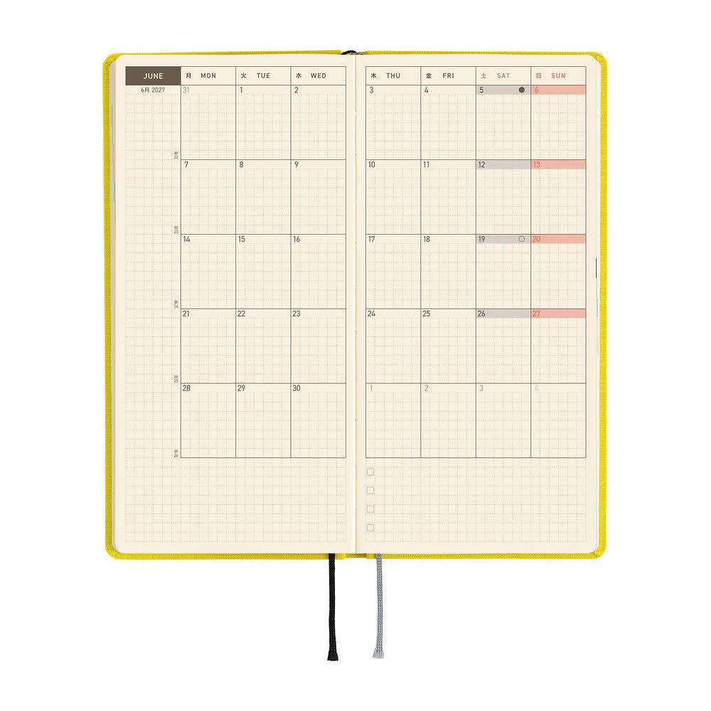Agenda 2027 HOBONICHI Techo Weeks - Colors : Canaria Yellow - 