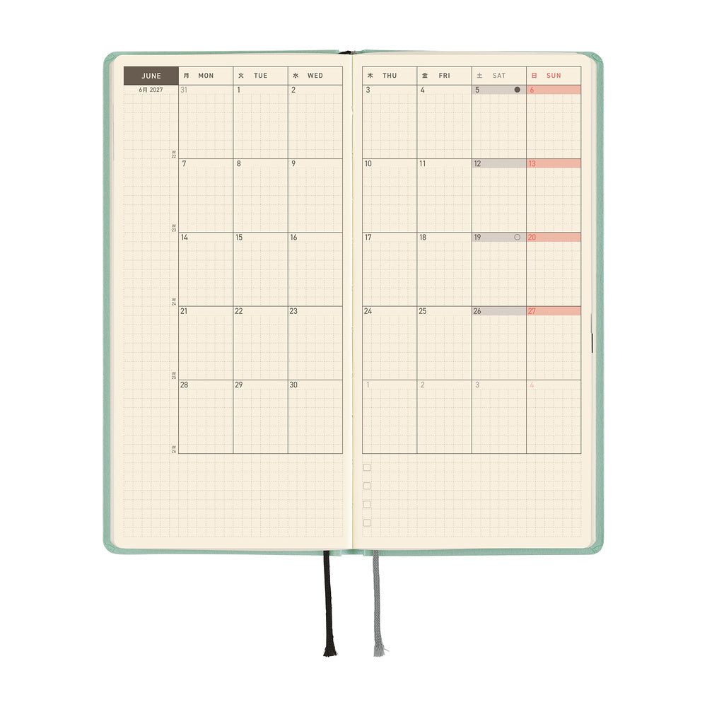 Agenda 2027 HOBONICHI Techo Weeks - Paper Series : Frosty Jade - 