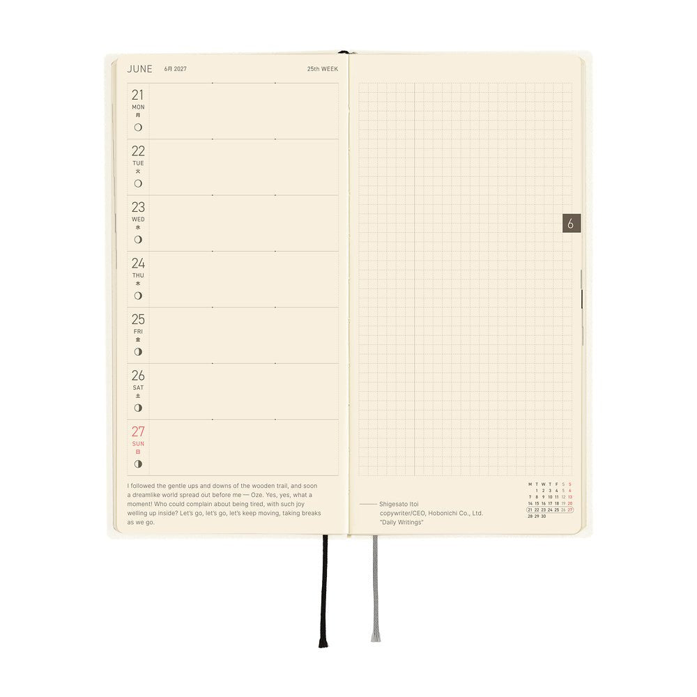 Agenda 2027 HOBONICHI Techo Weeks - White Line : Ivory - 
