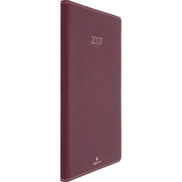 Agenda 2027 OBERTHUR Eton - 16 x 24 cm - 1 semaine sur 2 pages - Orientation verticale - Bordeaux - 3664447230382