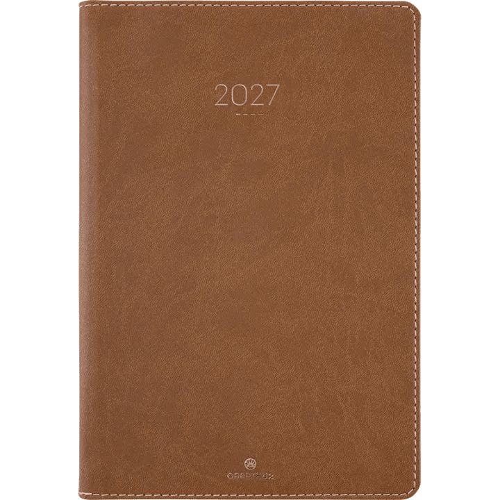 Agenda 2027 OBERTHUR Eton - 16 x 24 cm - 1 semaine sur 2 pages - Orientation verticale - Marron - 3664447230405