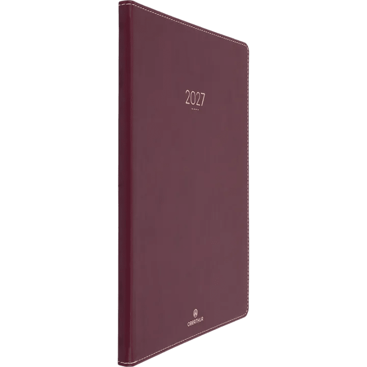 Agenda 2027 OBERTHUR Eton - 21 x 27 cm - 1 semaine sur 2 pages - Orientation verticale - Bordeaux - 3664447230337
