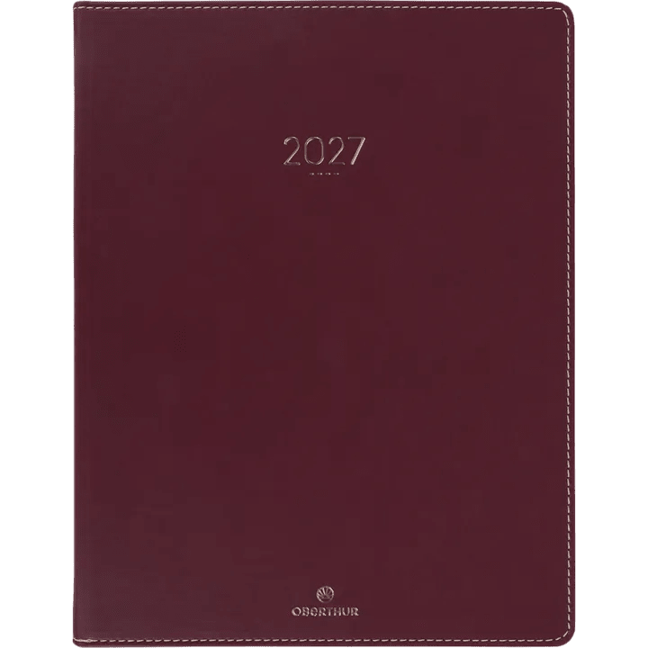 Agenda 2027 OBERTHUR Eton - 21 x 27 cm - 1 semaine sur 2 pages - Orientation verticale - Bordeaux - 3664447230337