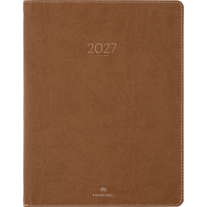Agenda 2027 OBERTHUR Eton - 21 x 27 cm - 1 semaine sur 2 pages - Orientation verticale - Marron - 3664447230351