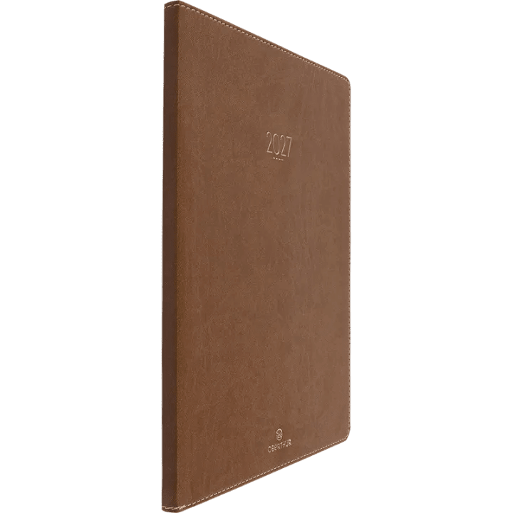 Agenda 2027 OBERTHUR Eton - 21 x 27 cm - 1 semaine sur 2 pages - Orientation verticale - Marron - 3664447230351