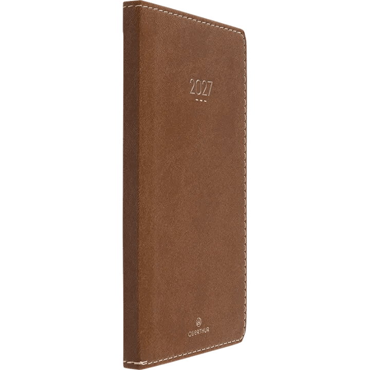 Agenda 2027 OBERTHUR Eton - 9 x 16,5 cm - 1 semaine sur 2 pages - Orientation horizontale - Marron - 3664447230443