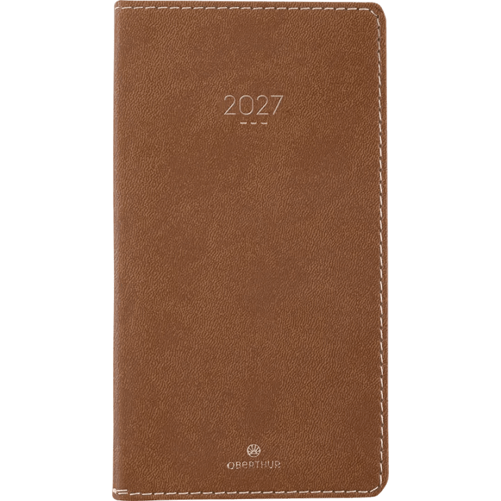 Agenda 2027 OBERTHUR Eton - 9 x 16,5 cm - 1 semaine sur 2 pages - Orientation horizontale - Marron - 3664447230443