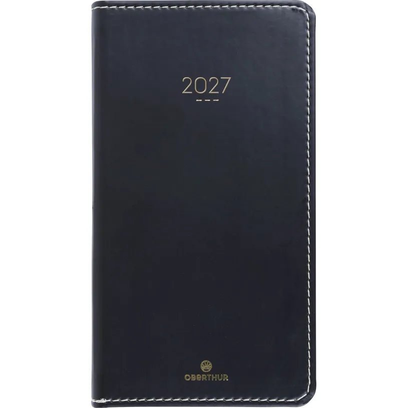 Agenda 2027 OBERTHUR Eton - 9 x 16,5 cm - 1 semaine sur 2 pages - Orientation horizontale - Noir - 3664447230436