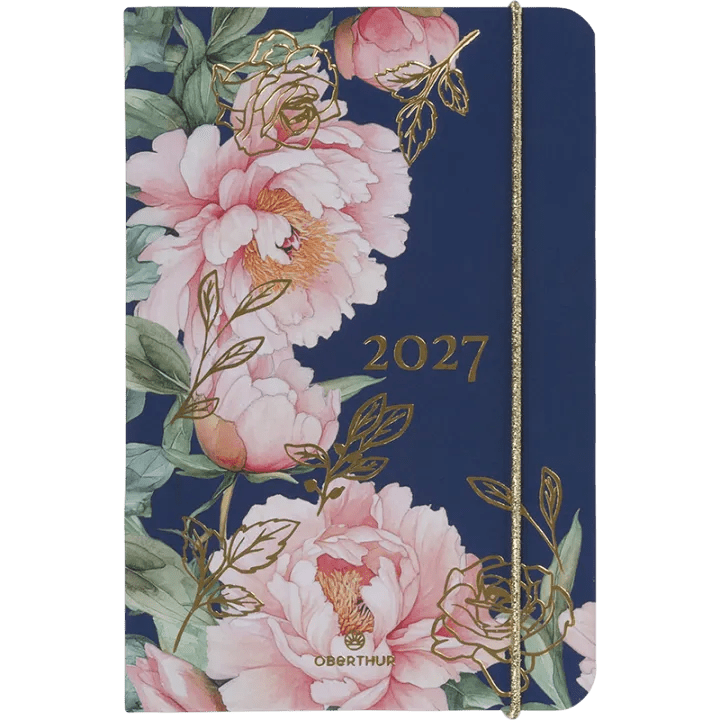 Agenda 2027 OBERTHUR Giverny - 10 x 15 cm - 1 semaine sur 2 pages - Orientation verticale - Pivoines - 3664447233734