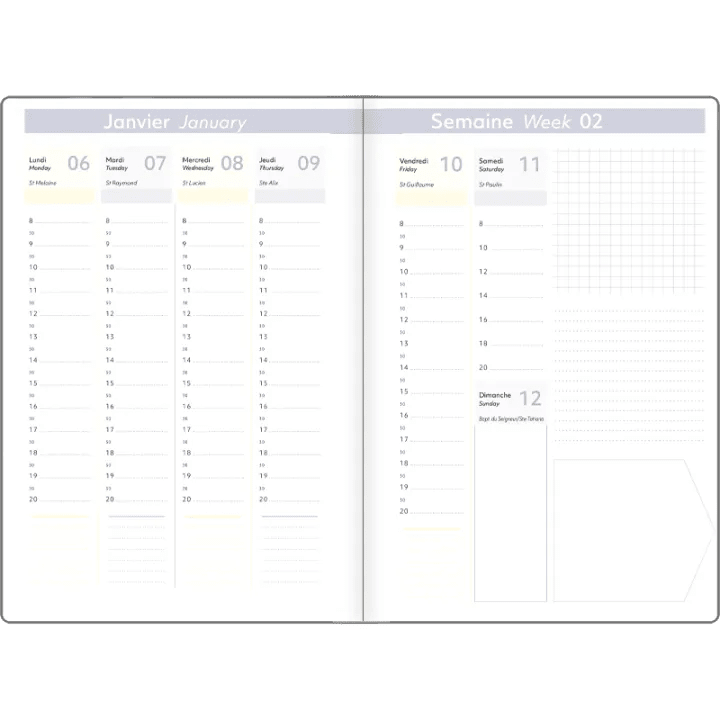 Agenda 2027 OBERTHUR Giverny - 16 x 24 cm - 1 semaine sur 2 pages - Orientation verticale - Herbier - 3664447233697