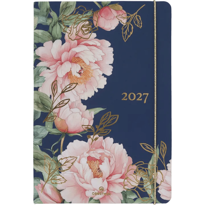 Agenda 2027 OBERTHUR Giverny - 16 x 24 cm - 1 semaine sur 2 pages - Orientation verticale - Pivoines - 3664447233673